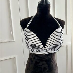 Victoria's Secret Black and White Striped Bikini Top